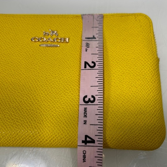 Coach Bright Yellow Pebble Leather Wristlet - Picture 3 of 15